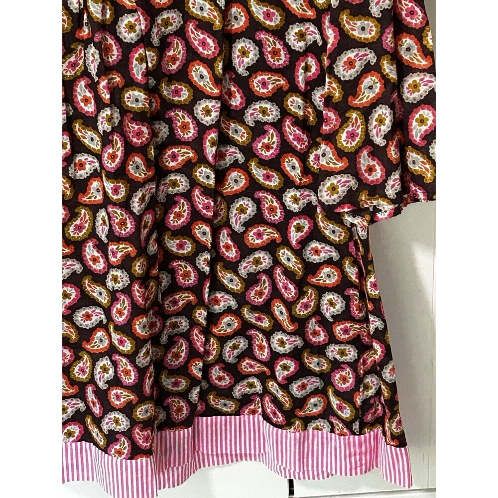 Boden Paisley Gauzy Swim Coverup Size 6 US Brown Pink Stripe Trim Embroidery - Picture 4 of 8